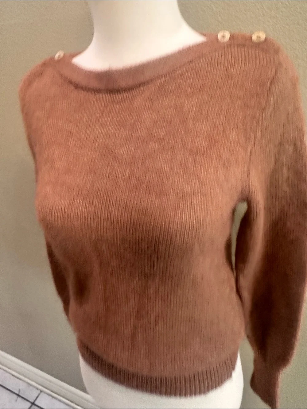 J. Crew Boatneck mohair wool blend Rust Button-Shoulder Women's Sweater s